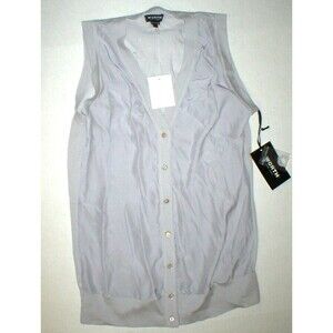 NWT $348 Worth New York Womens S Top Designer Silk Wool Silver Platinum NWD Nice